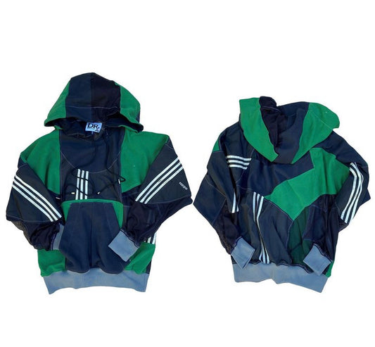 Multi Panel Hoodie In Green