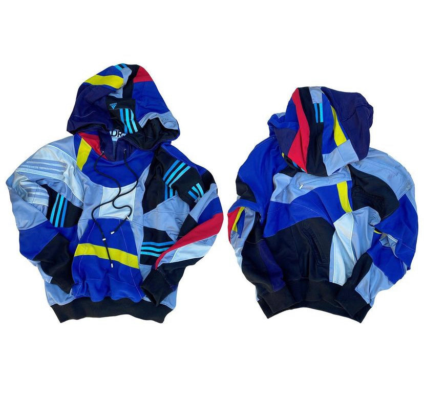 Multi Panel Hoodie In Blue