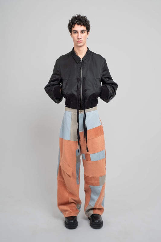 Multi Color Patchwork Trousers In Orange