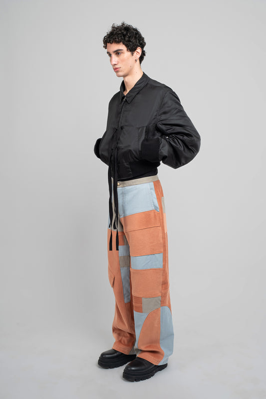 Multi Color Patchwork Trousers In Orange