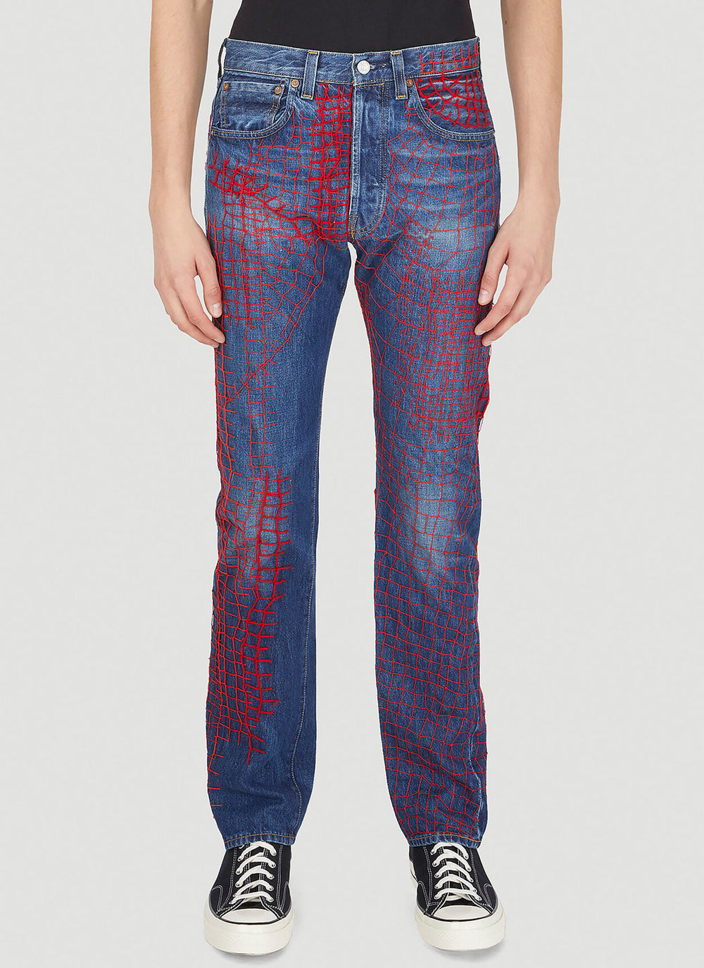 Web Stitch Jeans in red