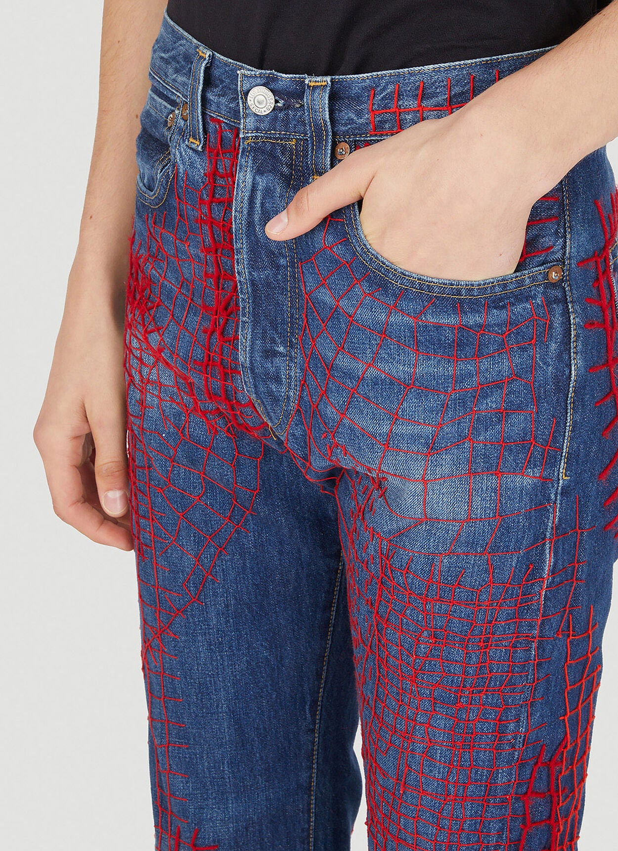 Web Stitch Jeans in red