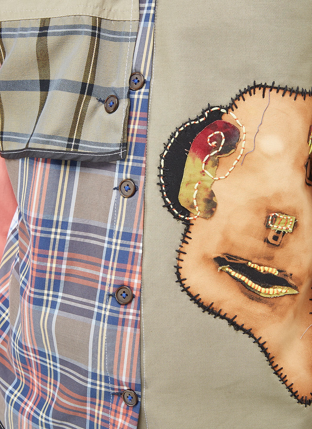 Collage-Face Button-Up Shirt