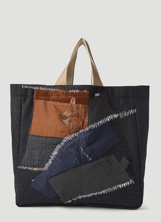 Multi Pocket Panel Tote Bag in Black