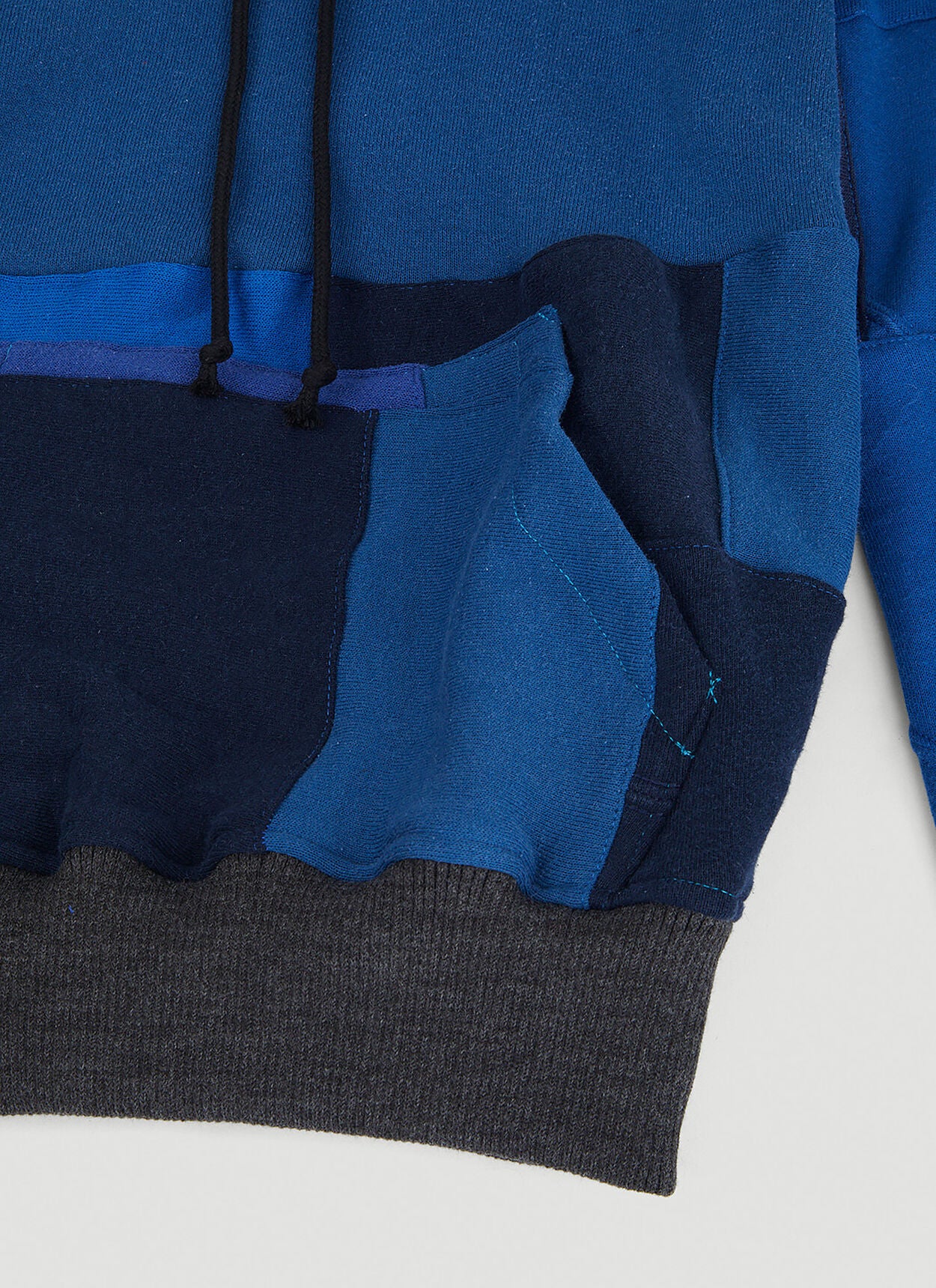 Monochromatic Deconstructed Panelled Hoodie in Blue