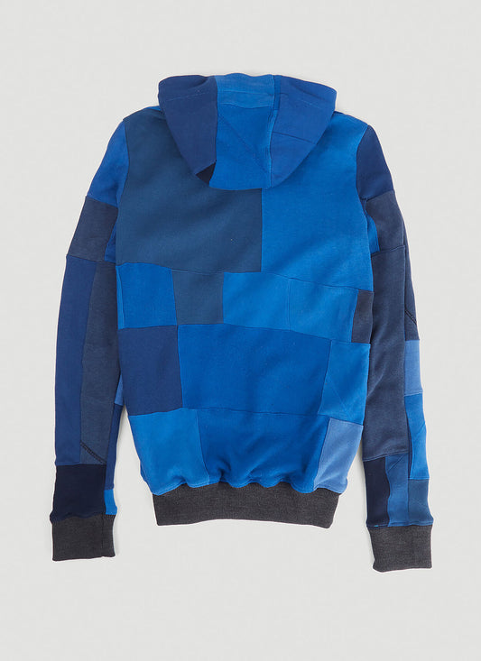 Monochromatic Deconstructed Panelled Hoodie in Blue