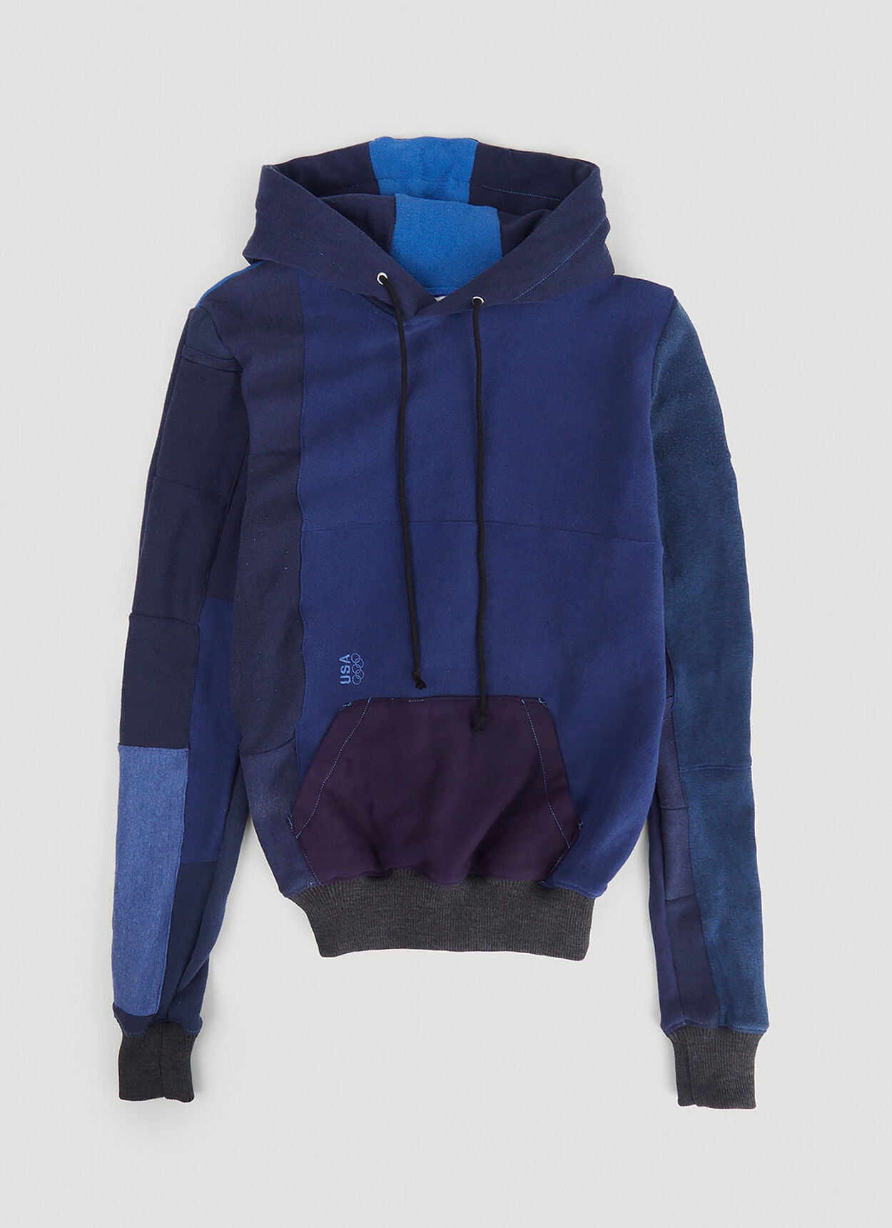 Monochromatic Deconstructed Panelled Hoodie in Blue