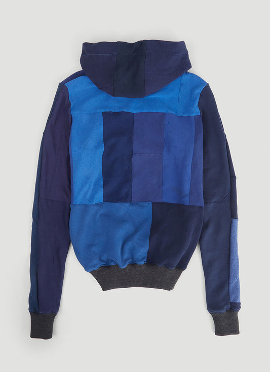 Monochromatic Deconstructed Panelled Hoodie in Blue