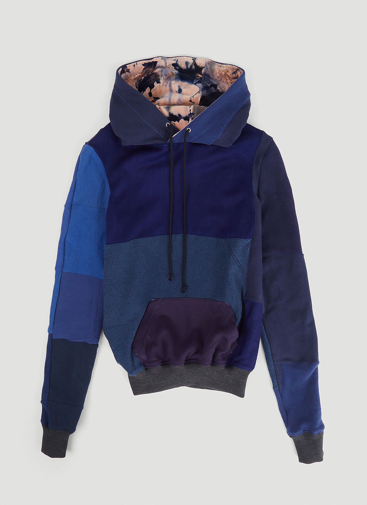 Monochromatic Deconstructed Panelled Hoodie in Blue