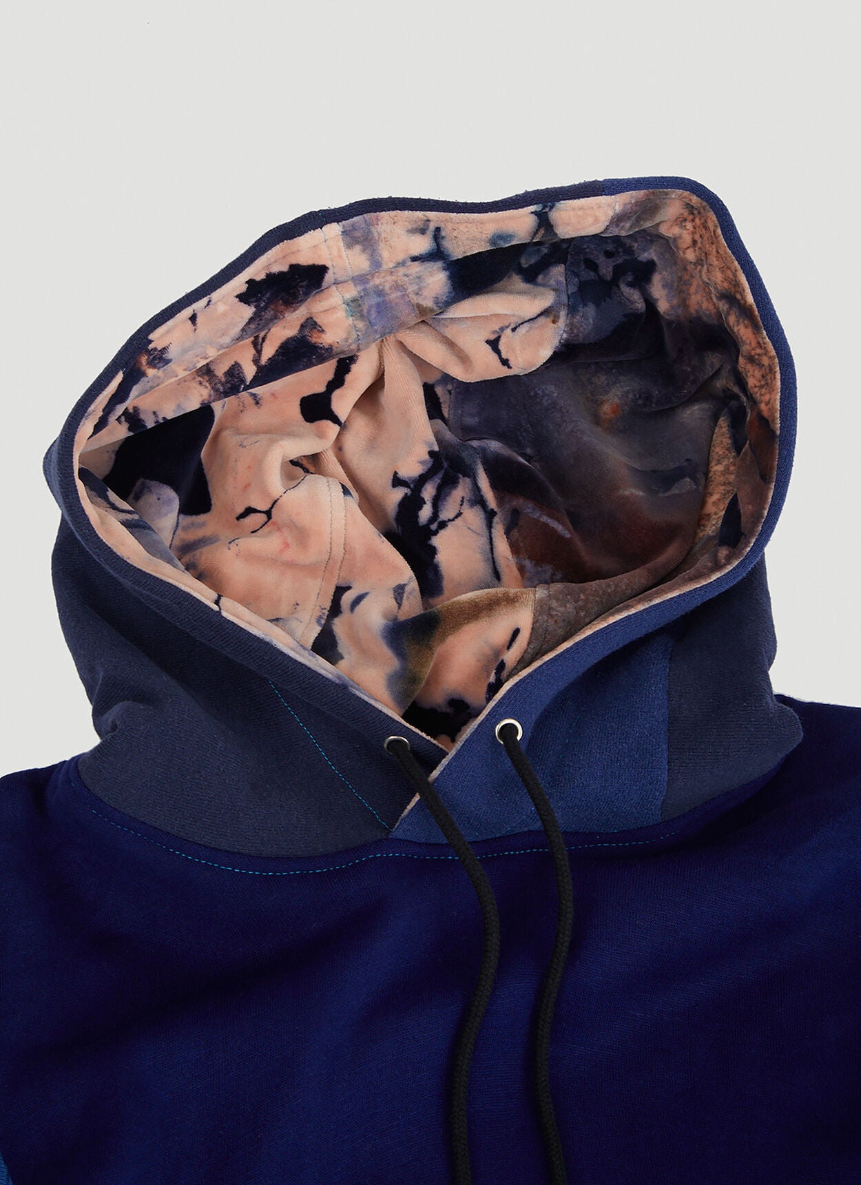 Monochromatic Deconstructed Panelled Hoodie in Blue