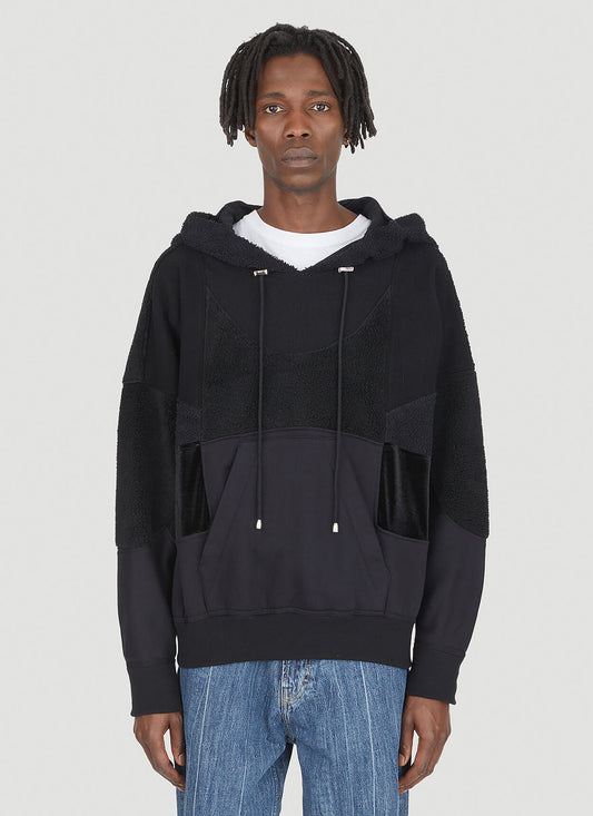 Up-cycled Monochromatic Hooded Sweatshirt in Black