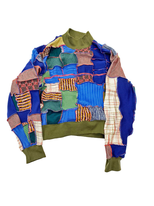 Multi Color Panelled Crewneck